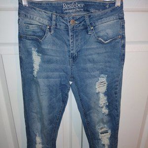 Women's blue jeans distressed